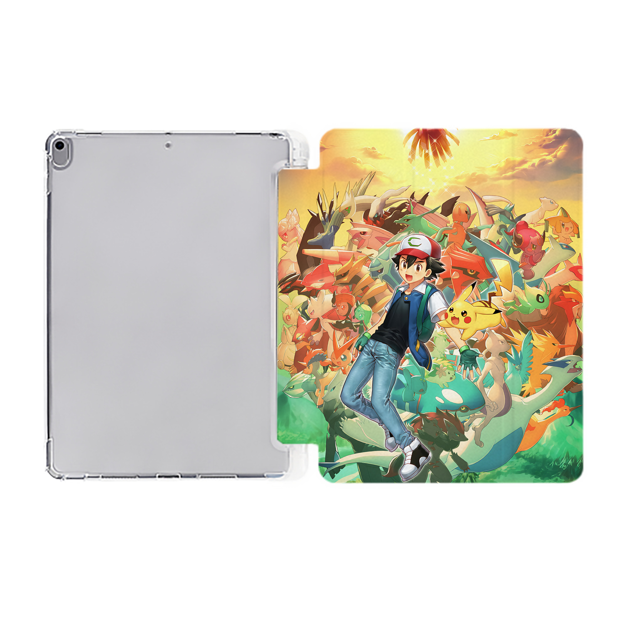 （画像用） ポケットモンスター Pokémon IPad ケース ペン収納付き 三つ折りスタンド PUレザー×シリコン 対応機種9.5/10.5/10.9インチ